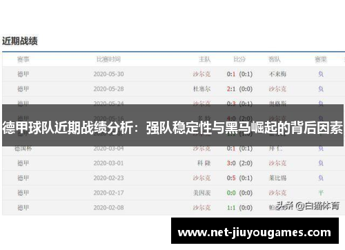 德甲球队近期战绩分析：强队稳定性与黑马崛起的背后因素